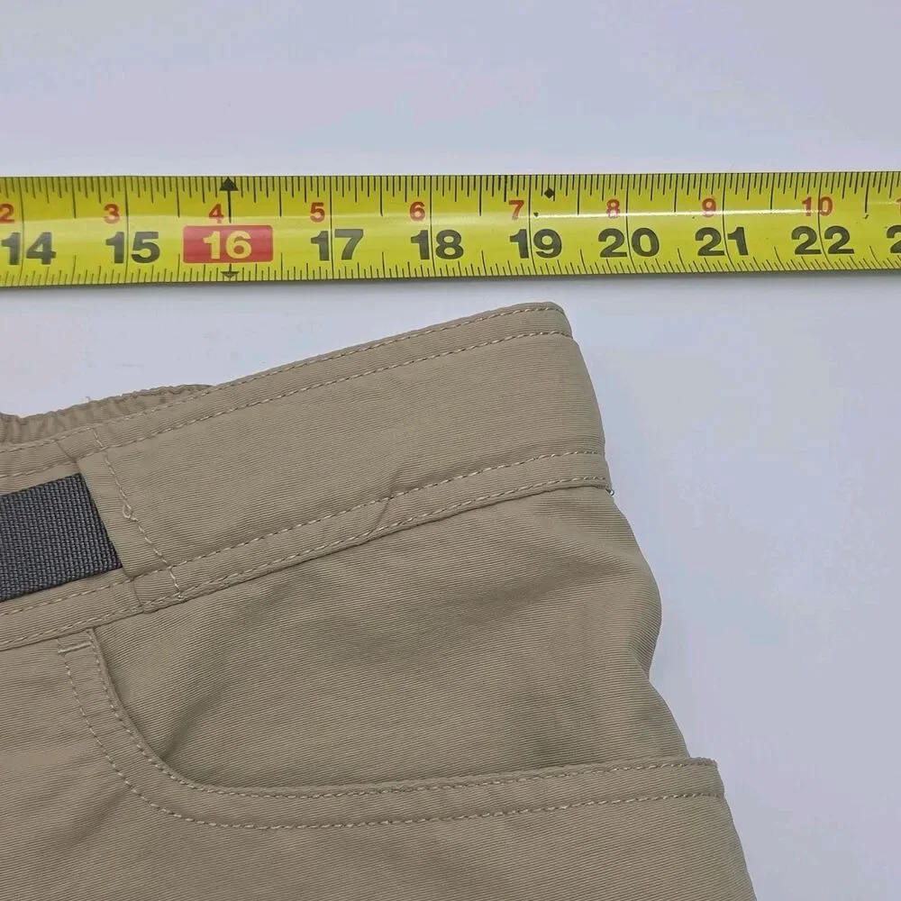 North Face Utility Shorts Khaki Tan Men Sz XL Nylon Flat Front 9
